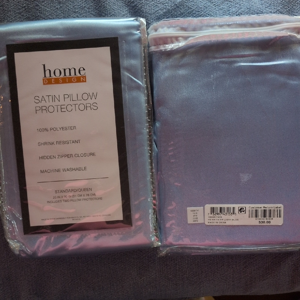 Satin Pillow Protectors - Light Blue 4 Standard Size